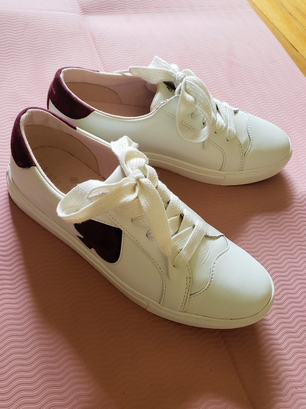 Kate Spade Fez Leather Sneakers White Burgundy Women's 9